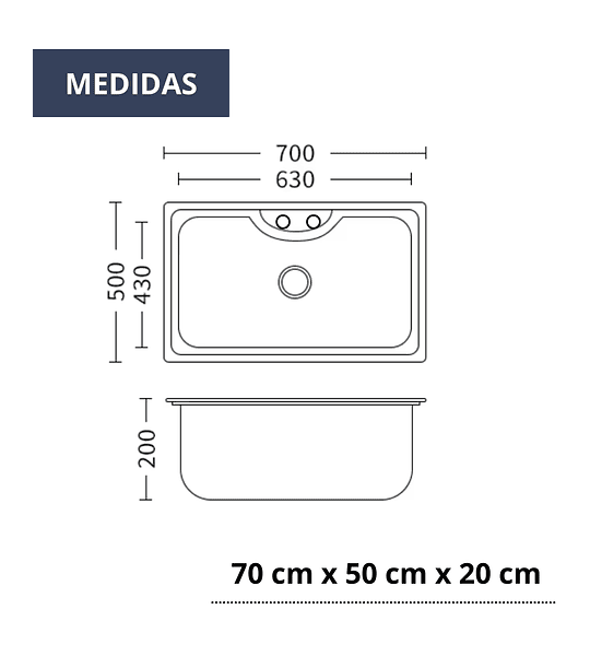Lavaplatos Estilo Riñón Sobre Cubierta O Embutir 70x50