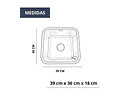 Lavaplatos Bajo Cubierta 39x36 Cm Acero Inoxidable 