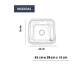 Lavaplatos 43x39 Cm Bajo Cubierta Acero Inoxidable / Ms