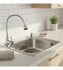 Lavaplatos 50x40 Cm Sobre Cubierta + Grifería + Dispensador