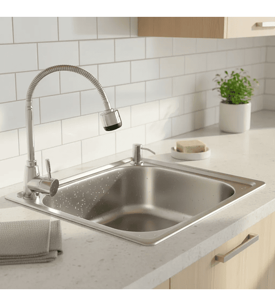 Lavaplatos 50x40 Cm Sobre Cubierta + Grifería + Dispensador