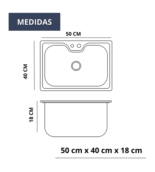 Lavaplatos 50x40 Cm Negro Con Dispensador + Llave Flexible Negro