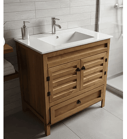 Mueble Vanitorio Rustico 70x47cm para Baño con Loza y Grifería 