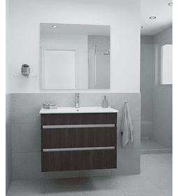 Mueble Vanitorio 60x47 cm para Baño Deluxe Aéreo Chocolate, Completo