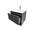 Mueble Vanitorio Aéreo 60x47 Cm Color Grafito Con Loza Y Grifería
