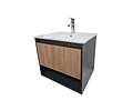Mueble Vanitorio Aéreo 60x47 Cm Color Grafito/Jerez para Baño  Con Loza Y Grifería