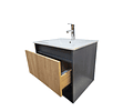 Mueble Vanitorio Aéreo 60x47 Cm Color Grafito/Jerez para Baño  Con Loza Y Grifería