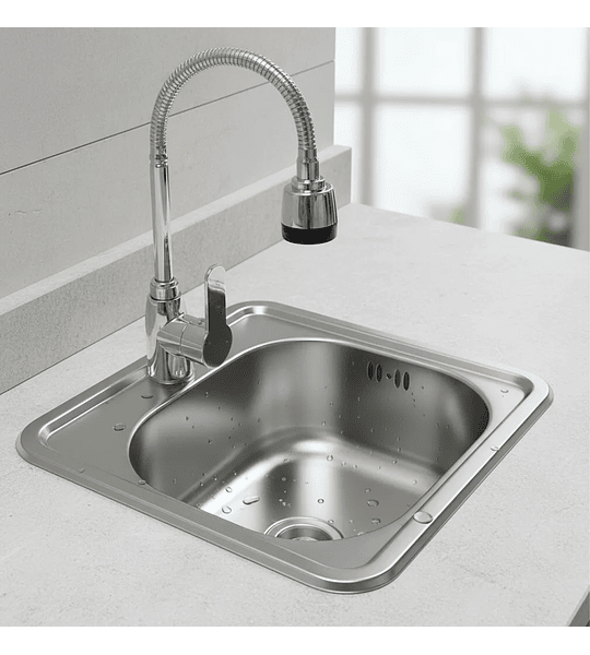 Lavaplatos 38x38 Cm Sobre Cubierta + Grifería + Dispensador