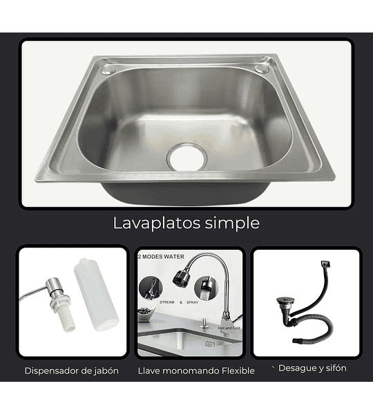 Lavaplatos 50x40 Cm Sobre Cubierta + Grifería + Dispensador