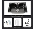 Lavaplatos 60x42 Cm Negro Estilo Riñon + Dispensador
