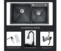 Lavaplatos 78x43 Cm 2.5 Mm Black + Llave Extraíble + Disp.