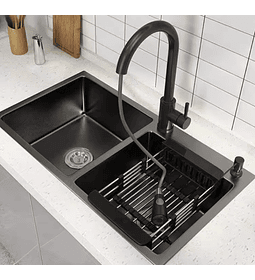 Lavaplatos 78x43 Cm 2.5 Mm Black + Llave Extraíble + Disp.