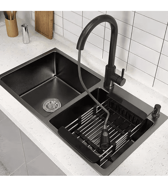 Lavaplatos 78x43 Cm 2.5 Mm Black + Llave Extraíble + Disp.