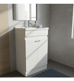 Vanitorio Mdf 50x40 Cm Blanco Con Loza Y Grifería 