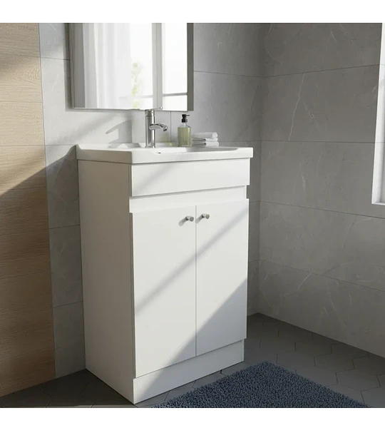 Vanitorio Mdf 50x40 Cm Blanco Con Loza Y Grifería 