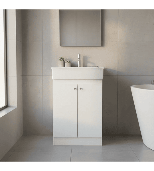 Vanitorio Mdf 50x40 Cm Blanco Con Loza P50. GRIFERIA DE REGALO