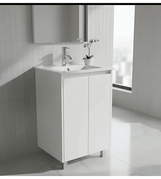 Vanitorio 50x40 Cm Termolaminado Blanco Con Loza Y Grifería