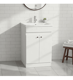 Vanitorio Mdf 60x47cm Blanco Con Cubierta De Loza N60 Y Grifería