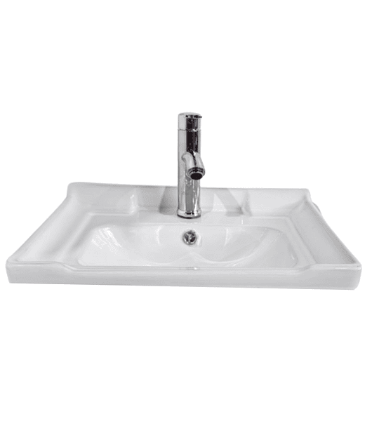 Vanitorio Mdf 60x47cm Blanco Con Cubierta De Loza N60 Y Grifería