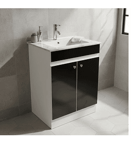 Vanitorio 60x47cm Negro, Con Loza Y Grifería Completo