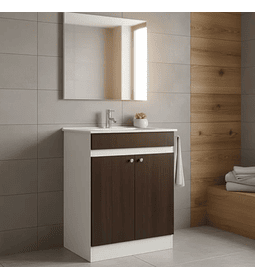 Vanitorio Mdf 60x47cm Chocolate Con De Loza Y Griferia