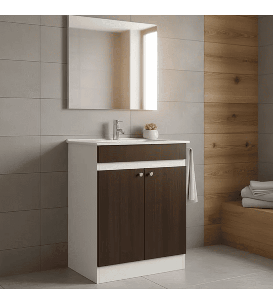 Vanitorio Mdf 60x47cm Chocolate Con De Loza Y Griferia