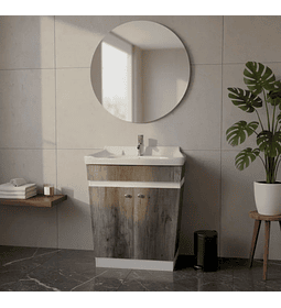 Vanitorio Mdf 60x47cm Gris Con Loza N + Grifería