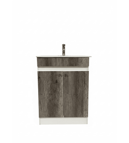 Mueble Vanitorio MDF 60x47 cm color Gris con cubierta de loza plana. Grifería (DE REGALO) ¡Llegar e Instalar!