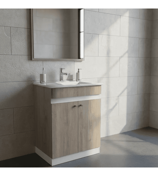 Vanitorio Mdf 60x47cm Color Jerez, Loza Plana + Grifería