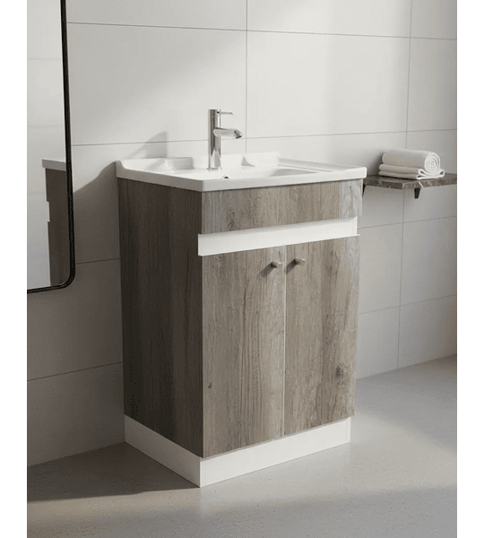 Mueble Vanitorio 50x40 Cm Gris Mdf Lavamanos + Grifería M/s