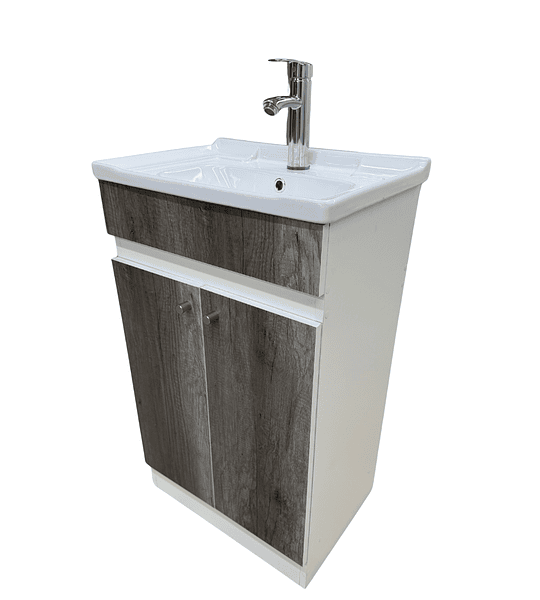 Mueble Vanitorio 50x40 Cm Gris Mdf Lavamanos + Grifería M/s