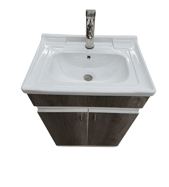 Mueble Vanitorio 50x40 Cm Gris Mdf Lavamanos + Grifería M/s