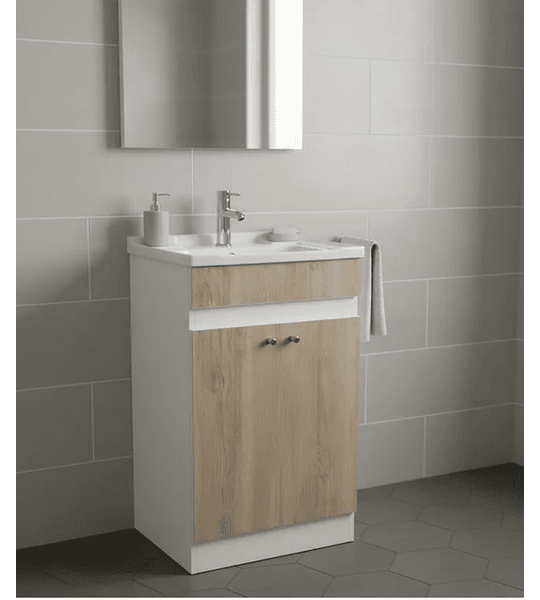 Mueble Vanitorio 50x40 Cm Jerez Mdf Lavamanos + Grifería M/s