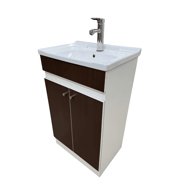 Mueble Vanitorio 50x40 Cm Café Mdf Lavamanos + Grifería M/s