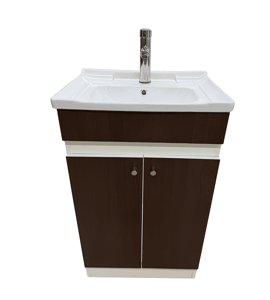 Mueble Vanitorio 50x40 Cm Café Mdf Lavamanos + Grifería M/s