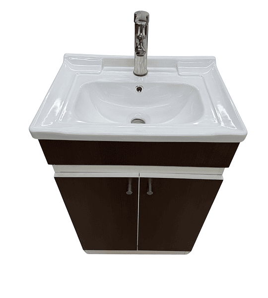 Mueble Vanitorio 50x40 Cm Café Mdf Lavamanos + Grifería M/s