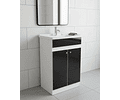Mueble Vanitorio 50x40 Cm Negro Mdf Lavamanos + Grifería M/s