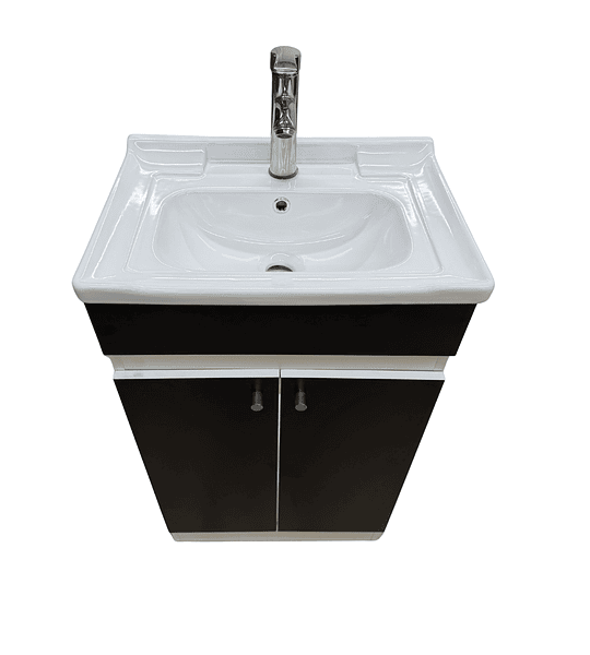 Mueble Vanitorio 50x40 Cm Negro Mdf Lavamanos + Grifería M/s