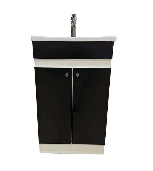 Mueble Vanitorio 50x40 Cm Negro Mdf Lavamanos + Grifería M/s