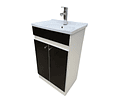 Mueble Vanitorio 50x40 Cm Negro Mdf Lavamanos + Grifería M/s
