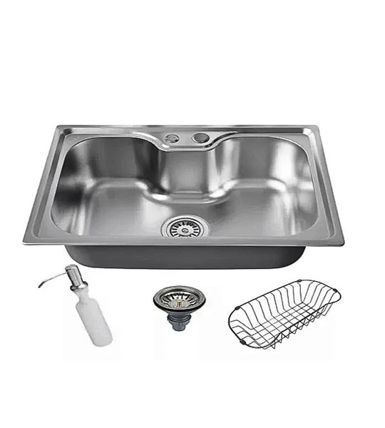 Lavaplatos Riñón 70x50 cm Acero Inoxidable Sobre Cubierta + Kit de accesorios 