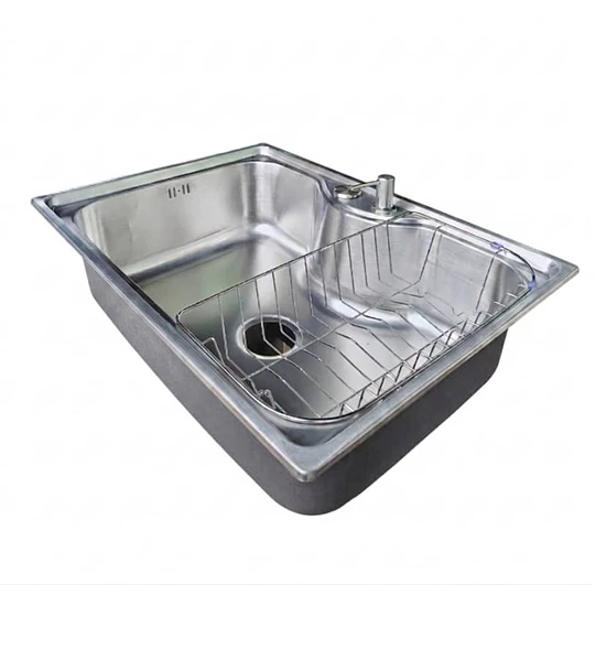 Lavaplatos Riñón 70x50 cm Acero Inoxidable Sobre Cubierta + Kit de accesorios 