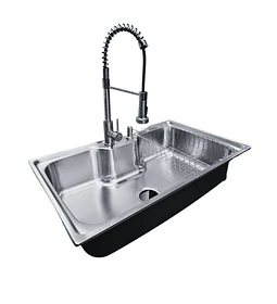 Lavaplatos 70x50 Cm Riñon Sobre Cubierta + Llave Industrial