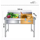 Lavafondo Industrial 120x60 Doble Pozo Acero Inoxidable