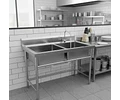 Lavafondo Industrial 120x60 Doble Pozo Acero Inoxidable