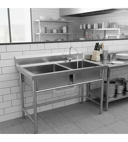 Lavafondo Industrial 120x60 Doble Pozo Acero Inoxidable