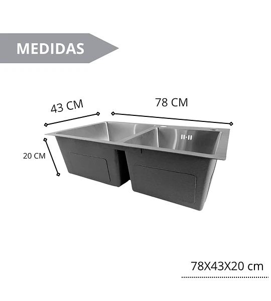 Lavaplatos 78x43 Cm Delux 2mm + Accesorios +llave Industrial