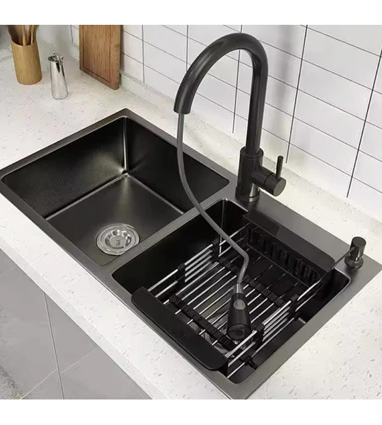 Lavaplatos 80x45 Cm 2.5 Mm Black + Llave Extraíble + Disp.