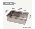 Lavaplatos 60x45 Cm Plateado Rejilla + Dispensador + Llave