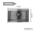 Lavaplatos 75x45 Cm 2mm Plateado Con Accesorios + Extraíble